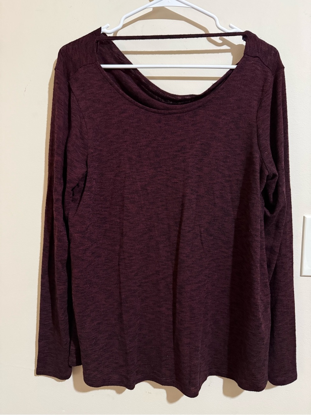 American Eagle Outfitters Long Sleeve Scoop Neck Top - Burgundy Plum